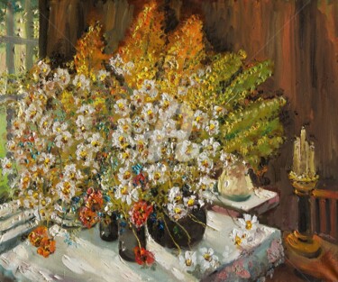Bouquet of wild flowers Peinture intitulée "Bouquet of wild flo…" par Mark Kremer, Œuvre d'art originale, Huile