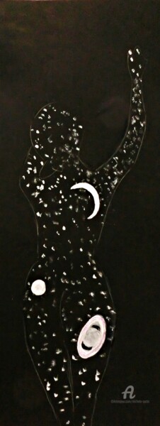 Drawing titled "Sun, Moon and Stars" by Michela Curtis, Original Artwork, Acrylic