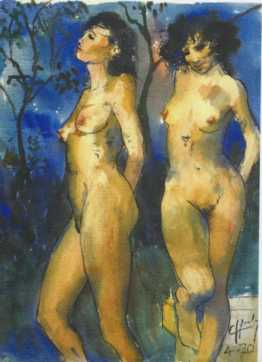 제목이 "deux faunesses"인 미술작품 Claude Hardenne로, 원작