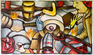 Painting titled "Le Tour du Forgeron…" by Béopé, Original Artwork, Spray paint