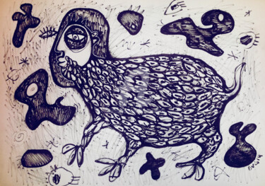 Dessin intitulée "reve-de-mouton.jpg" par Bruno Antony-Thouret (bruno antony), Œuvre d'art originale, Marqueur