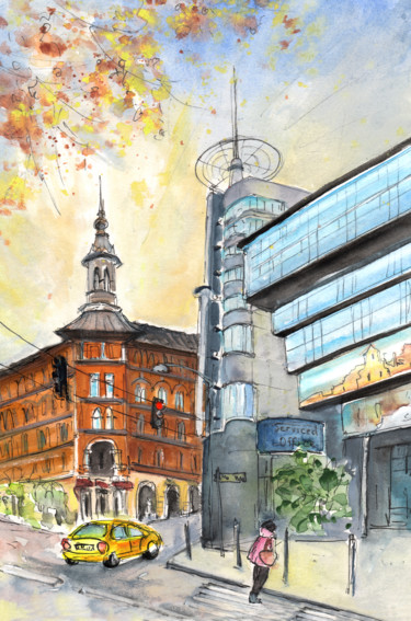 Budapest Ancient And Modern Ζωγραφική με τίτλο "Budapest Ancient An…" από Miki De Goodaboom, Αυθεντικά έργα τέχνης, Ακουαρέλα
