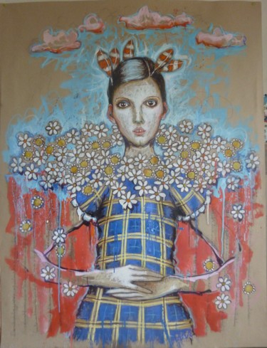 Peinture intitulée "des miettes de pain…" par Catherine Cornec, Œuvre d'art originale, Huile