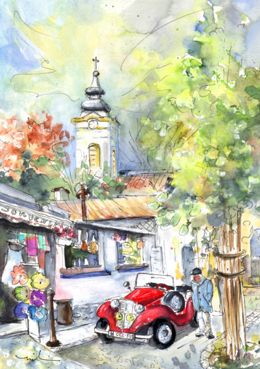 绘画 标题为“A Beautiful Car In…” 由Miki De Goodaboom, 原创艺术品, 水彩