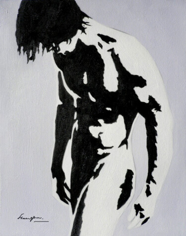 Pintura titulada "BLACK AND WHITE ACR…" por Hongtao Huang, Obra de arte original, Acrílico