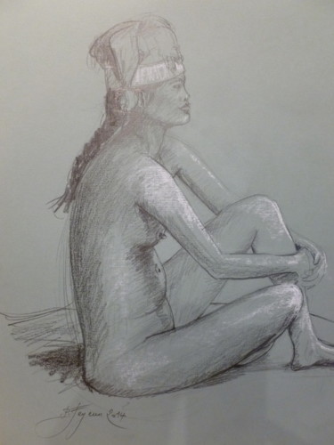 Peinture intitulée "Mère Noèl 2014 (fin…" par Pierre Feyeux, Œuvre d'art originale, Autre