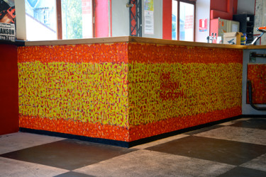 Peinture intitulée "comptoir cafe charb…" par Béopé, Œuvre d'art originale, Bombe aérosol