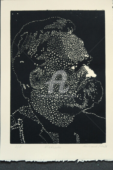 Gravures & estampes intitulée "Friedrich" par Elke Thiébaut, Œuvre d'art originale, Xylographie