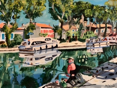 Peinture intitulée "Le canal du midi" par Maurice Bellolo, Œuvre d'art originale, Huile Monté sur Châssis en bois