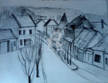 Dessin intitulée "dessin crayon Rue d…" par Antonia Ney, Œuvre d'art originale, Crayon