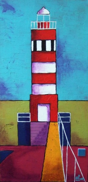 Peinture intitulée "Phare 16A" par Marie-Pierre Jan, Œuvre d'art originale, Acrylique Monté sur Châssis en bois