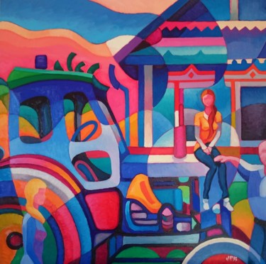 Painting titled "Abstralyre" by Jean Louis Bonamy, Original Artwork, Oil