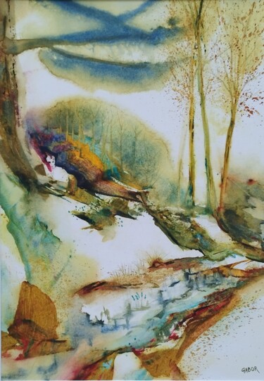 Peinture intitulée "Energies vibrations…" par Gabor, Œuvre d'art originale, Aquarelle