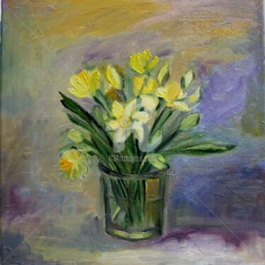 Peinture intitulée "Bouquet de jonquill…" par Antonia Ney, Œuvre d'art originale, Huile