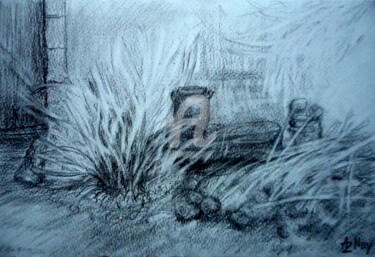 Dessin intitulée "dessin Devant l'ate…" par Antonia Ney, Œuvre d'art originale, Crayon