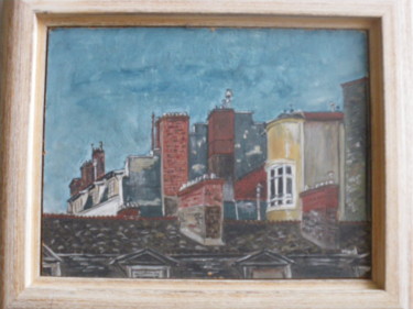Toitures et cheminées Peinture intitulée "Toitures et cheminé…" par Marie-Agnès Dubois Lambert, Œuvre d'art originale, Huile Monté sur Autre panne…