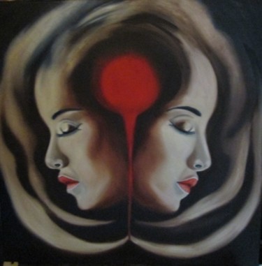 Peinture intitulée "Le ballon rouge" par Alix, Œuvre d'art originale, Huile