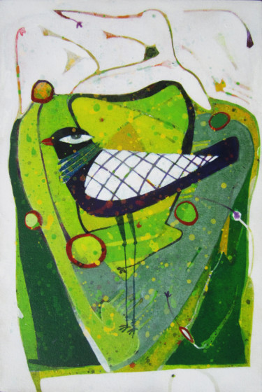 Painting titled "talking-bird-02.jpg" by Al-Akhir Sarker, Original Artwork, Acrylic