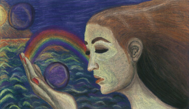 Drawing titled "Iridescent" by Daria Bazaikina, Original Artwork, Pastel