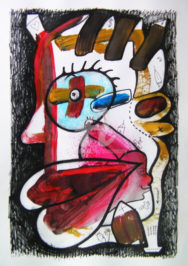 Peinture intitulée "mal de tête" par Bruno Antony-Thouret (bruno antony), Œuvre d'art originale, Acrylique