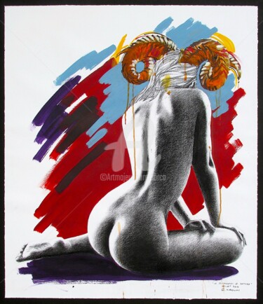 Dessin intitulée "LA SOUMISSION DE SA…" par Carlo Maiolini, Œuvre d'art originale, Fusain