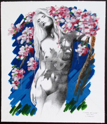 Dessin intitulée "L'UNIVERS DE FLORA" par Carlo Maiolini, Œuvre d'art originale, Fusain