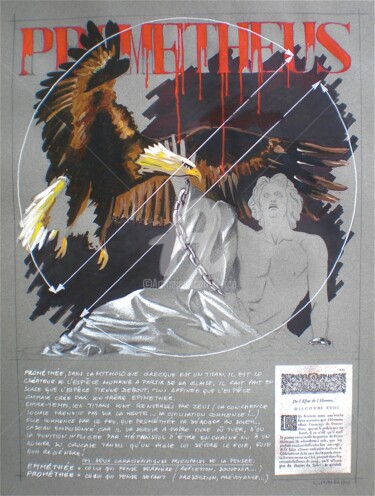 Dessin intitulée "PROMETHEUS" par Carlo Maiolini, Œuvre d'art originale, Graphite