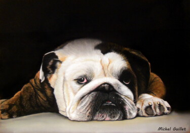 Peinture intitulée "M'en fiche...Je bou…" par Michel Guillet, Œuvre d'art originale, Pastel