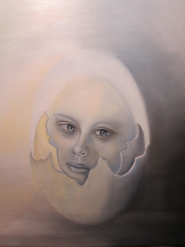 Peinture intitulée "L'oeuf." par Alix, Œuvre d'art originale, Huile