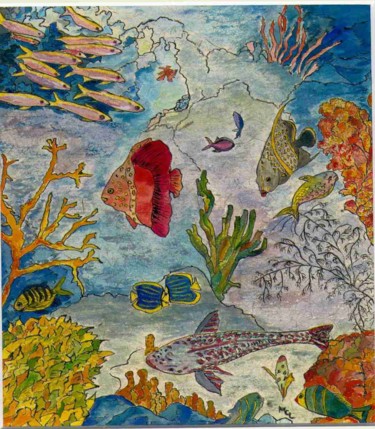 Peinture intitulée "hurghada.jpg" par Martine Capdeville-Lacomme, Œuvre d'art originale, Encre
