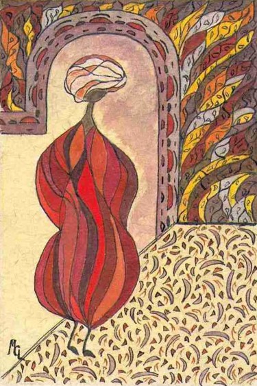 Peinture intitulée "nouba.jpg" par Martine Capdeville-Lacomme, Œuvre d'art originale, Encre