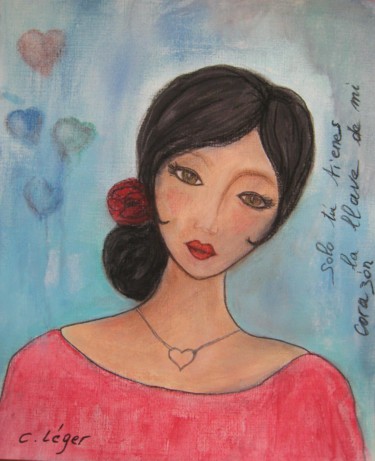 Pintura intitulada "MI CORAZON" por Christine Leger, Obras de arte originais, Acrílico