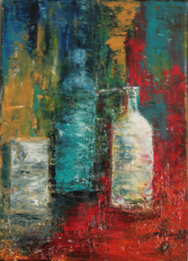 Peinture intitulée "bouteilles-2-46-33.…" par Monique Blanchet, Œuvre d'art originale