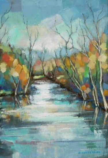 Peinture intitulée "Paysage d'eau" par Gérard Cottereau, Œuvre d'art originale