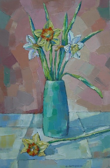 Peinture intitulée "Narcisses" par Gérard Cottereau, Œuvre d'art originale, Huile