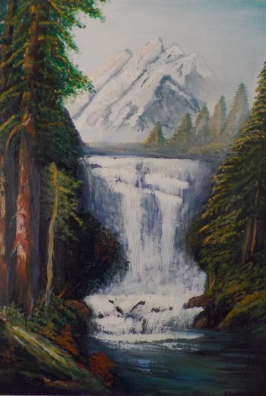 cascade Peinture intitulée "cascade" par Alain Berthier, Œuvre d'art originale, Huile