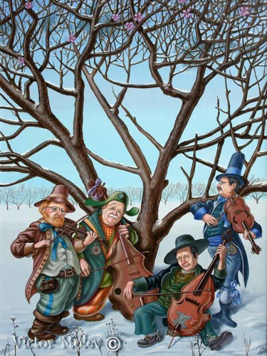 Schilderij getiteld "Virtuosos" door Victor Molev, Origineel Kunstwerk, Olie