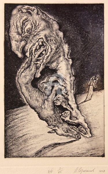 Wrath. Series Seven Deadly Sins Printmaking titled "Wrath. Series Seven…" by Leonid Stroganov, Original Artwork, Etching