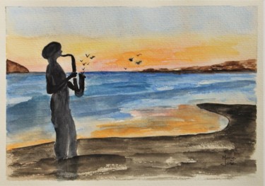 La symphonie des oiseaux 绘画 标题为“La symphonie des oi…” 由Marie-José Longuet, 原创艺术品, 水彩