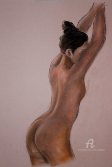 NU DE DOS 1 Dessin intitulée "NU DE DOS 1" par Alain Devienne, Œuvre d'art originale, Pastel