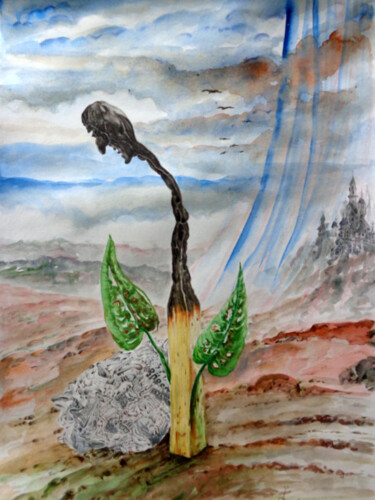 Peinture intitulée "Das Alter / The age" par August Di Lena, Œuvre d'art originale, Aquarelle Monté sur Carton