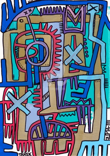 图画 标题为“Geometrik #9” 由Tarek Ben Yakhlef, 原创艺术品, 丙烯