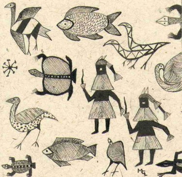 Peinture intitulée "africa.jpg" par Martine Capdeville-Lacomme, Œuvre d'art originale, Encre