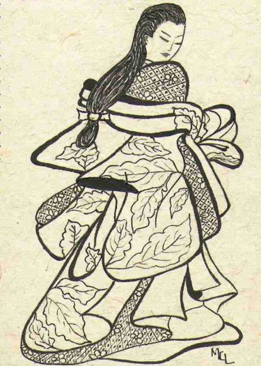 Peinture intitulée "courtisane.jpg" par Martine Capdeville-Lacomme, Œuvre d'art originale, Encre