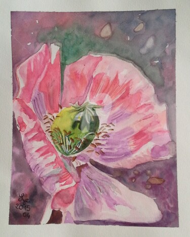 Painting titled "2015-04-UN PAVOT" by Sye, Original Artwork, Watercolor