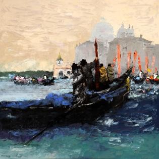 Peinture intitulée "fête intemporelle" par Roudneff, Œuvre d'art originale