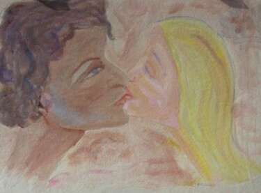 Peinture intitulée "Le baiser d'Otello…" par Jacqueline Claux (Jaklinclo), Œuvre d'art originale, Aquarelle
