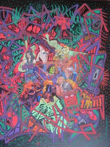 Peinture intitulée "conflit pour elle!" par Girerd Christophe, Œuvre d'art originale, Collages