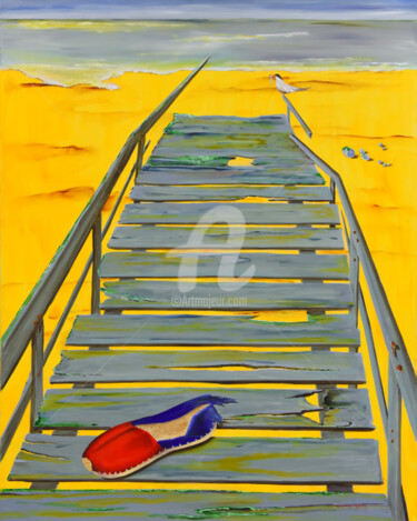 Peinture intitulée "l'espadrille oubliée" par Jean Paul Tersin, Œuvre d'art originale, Huile