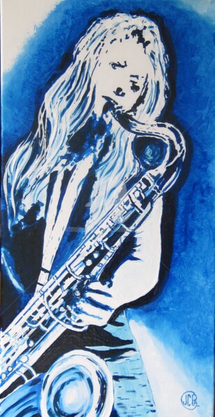 绘画 标题为“BLEU SAXO n°304 02/…” 由Jc C-S ' Art, 原创艺术品, 油 安装在木质担架架上
